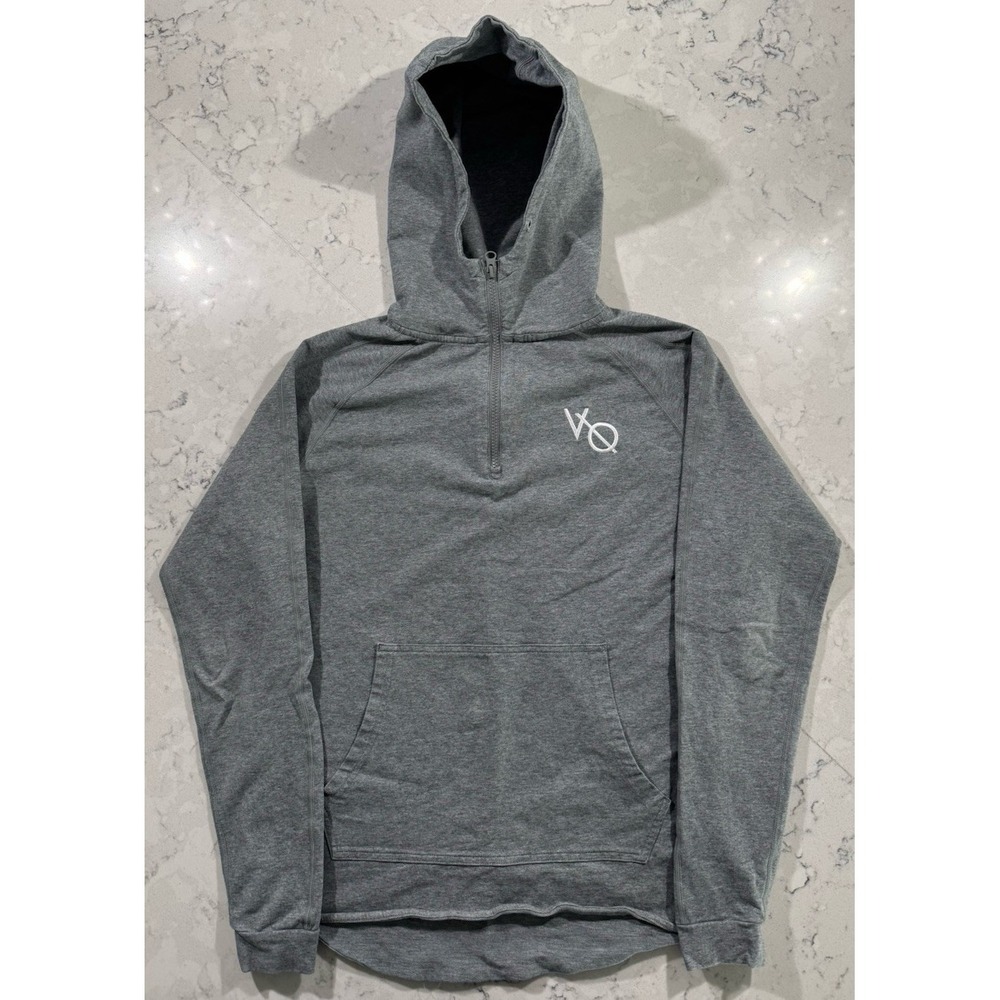 Vanquish Fitness Quarter Zip Hoodie Mens Medium Gray Slim Fit Athletic Pullover